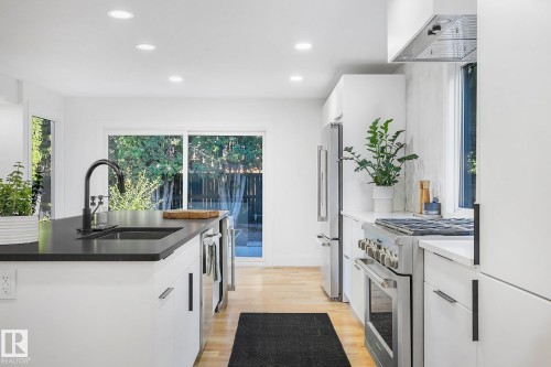 100 Wolf Willow Crescent, Edmonton, AB - Indoor Photo Showing Kitchen With Double Sink