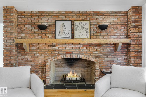 100 Wolf Willow Crescent, Edmonton, AB - Indoor Photo Showing Living Room With Fireplace