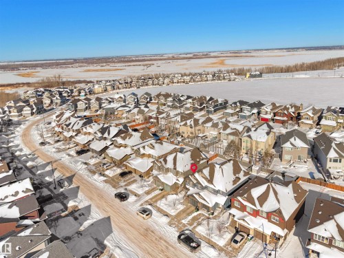 Aerial view of property's location featuring nearby suburban area - 218 Hawks Ridge Boulevard, Edmonton, AB - Outdoor With View