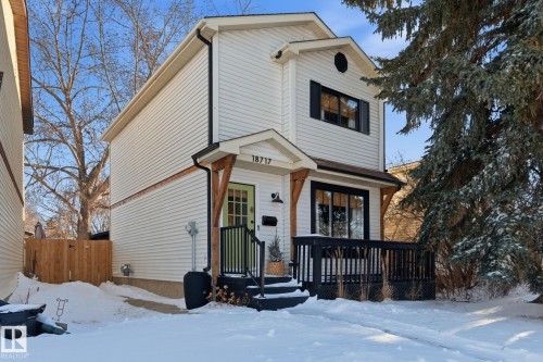View of front facade featuring a deck - 18717 57 Avenue, Edmonton, AB - Outdoor
