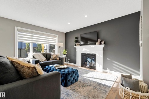 17437 5A Avenue, Edmonton, AB - Indoor Photo Showing Living Room With Fireplace