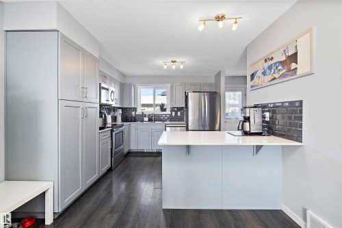 20106 27 Avenue, Edmonton, AB - Indoor Photo Showing Kitchen With Stainless Steel Kitchen With Upgraded Kitchen