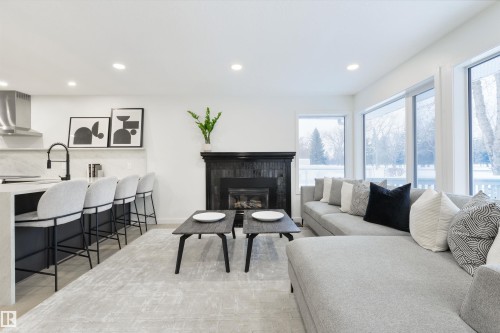 129 Ironwood Place, Edmonton, AB - Indoor Photo Showing Living Room With Fireplace