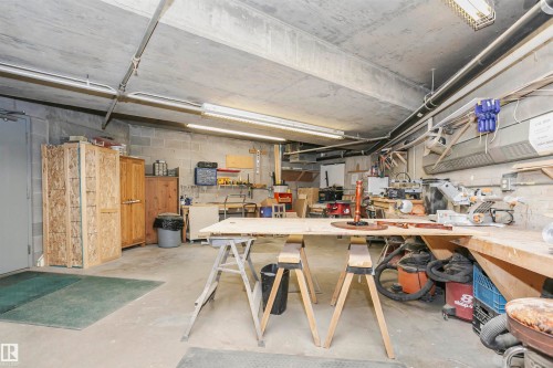 Below grade area featuring concrete block wall - 408 10935 21 Avenue, Edmonton, AB - Indoor Photo Showing Garage