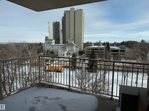 View of snow covered back of property - 605 8728 Gateway Boulevard, Edmonton, AB - Outdoor With View