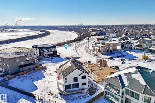 Snowy aerial view featuring a residential view - 672 Fraser Vista, Edmonton, AB 