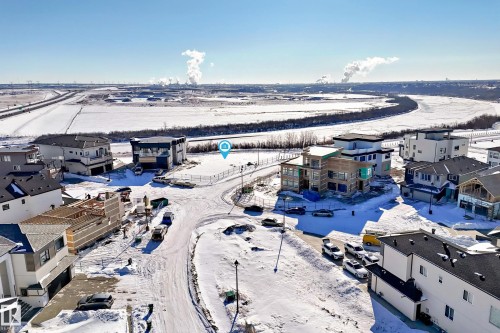 Snowy aerial view with a residential view - 672 Fraser Vista, Edmonton, AB 