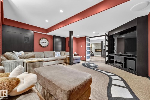 Carpeted living room with recessed lighting - 2036 Hilliard Place, Edmonton, AB - Indoor