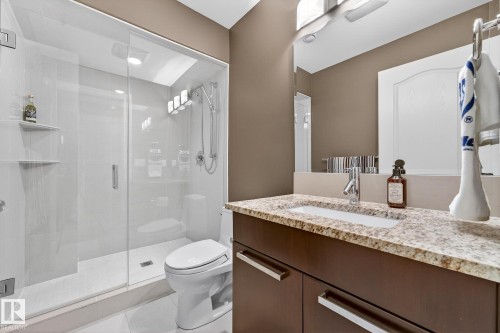 Bathroom featuring vanity and a shower stall - 2036 Hilliard Place, Edmonton, AB - Indoor Photo Showing Bathroom