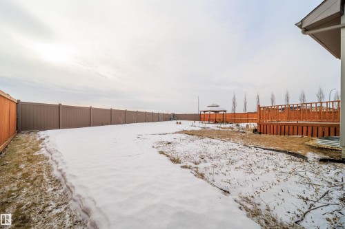 Snowy yard with a fenced backyard - 19743 26 Avenue, Edmonton, AB - Outdoor