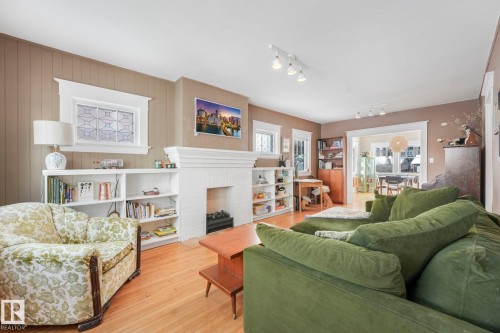 11036 125 Street, Edmonton, AB - Indoor Photo Showing Living Room With Fireplace