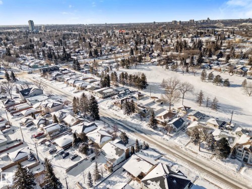 View of snowy aerial view - 9847 79 Street, Edmonton, AB - Outdoor With View