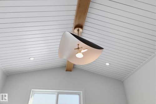 Detailed view of recessed lighting and beamed ceiling - 90 Eldridge Point(E), St. Albert, AB -  With Exterior