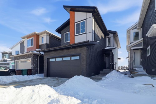 Modern home with an attached garage - 90 Eldridge Point(E), St. Albert, AB - Outdoor With Facade