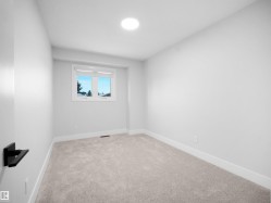 Unfurnished room with light colored carpet and baseboards - 