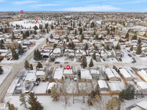 Snowy aerial view with a residential view - 9409 173 Street, Edmonton, AB - Outdoor With View
