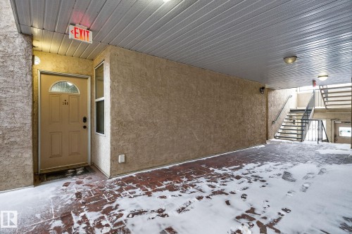 Entrance to property featuring stucco siding - 103 8108 109 Street, Edmonton, AB - Outdoor