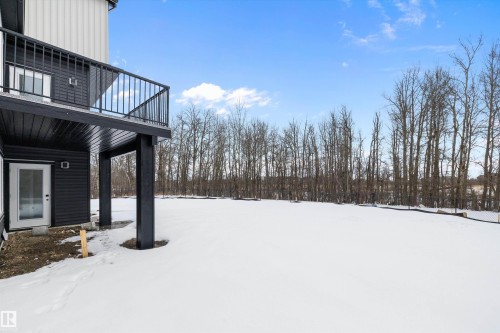 Yard covered in snow with a balcony - 718 Elderberry Close Nw, Edmonton, AB - Outdoor
