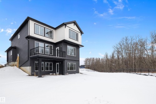 View of snow covered back of property - 718 Elderberry Close Nw, Edmonton, AB - Outdoor