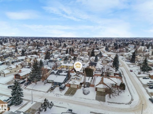 Snowy aerial view featuring a residential view - 15909 112 B Street Nw, Edmonton, AB - Outdoor With View