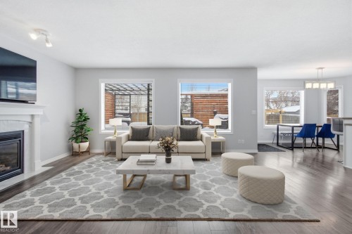 5302 57 Avenue, Stony Plain, AB - Indoor Photo Showing Living Room With Fireplace