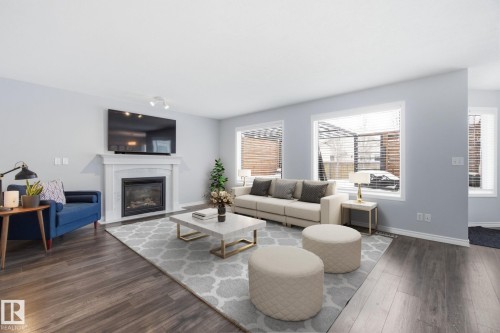 5302 57 Avenue, Stony Plain, AB - Indoor Photo Showing Living Room With Fireplace
