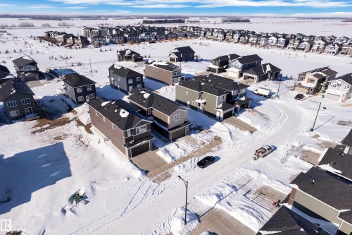 Snowy aerial view with a residential view - 95 Eldridge Point(E), St. Albert, AB - Outdoor With View