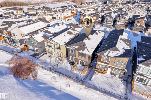 Snowy aerial view featuring a residential view - 316 42 Street, Edmonton, AB - Outdoor