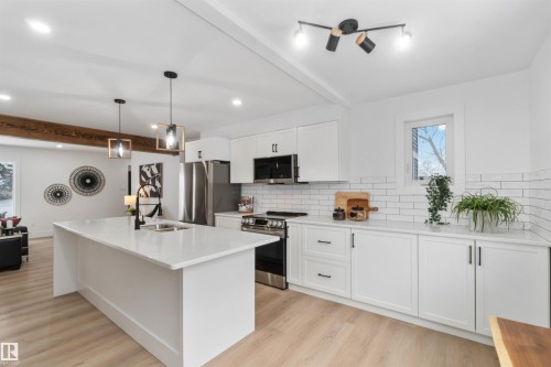 6719 95 Avenue, Edmonton, AB - Indoor Photo Showing Kitchen With Double Sink With Upgraded Kitchen