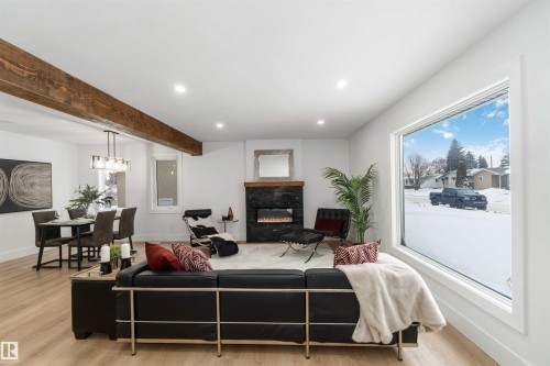 6719 95 Avenue, Edmonton, AB - Indoor Photo Showing Living Room With Fireplace