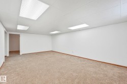 Spare room with light colored carpet and a drop ceiling - 