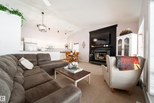 5319 51 Avenue, Rural Lac Ste. Anne County, AB - Indoor Photo Showing Living Room With Fireplace