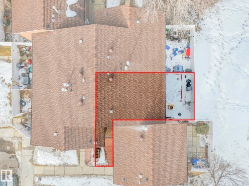 Snowy aerial view with property parcel outlined - 13271 47 Street, Edmonton, AB - Outdoor