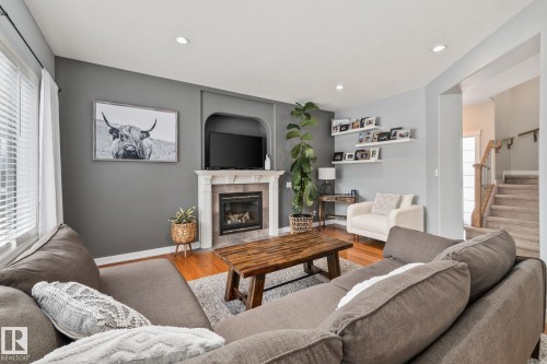 21 Huntington, Spruce Grove, AB - Indoor Photo Showing Living Room With Fireplace
