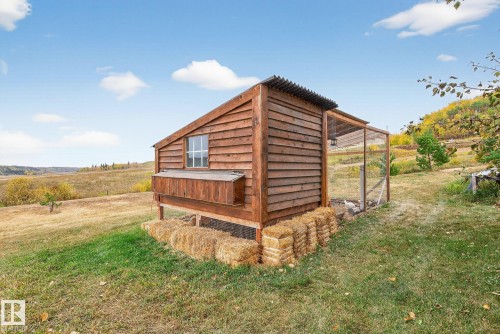View of chicken coop with a view of countryside and a yard - 23509A Twp Road 484, Rural Leduc County, AB - Outdoor