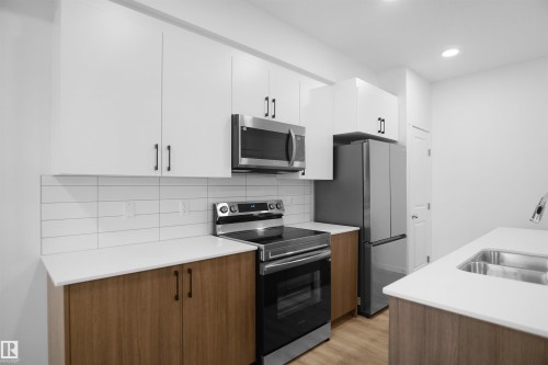 201 9211 228 Street, Edmonton, AB - Indoor Photo Showing Kitchen With Double Sink