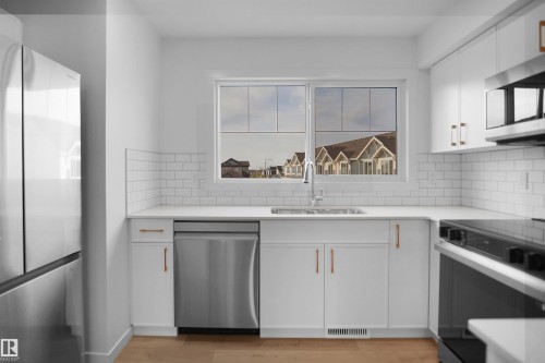 25 531 Merlin Landing Landing, Edmonton, AB - Indoor Photo Showing Kitchen With Double Sink