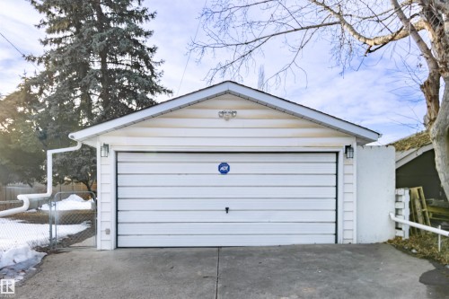 Detached garage with a gate - 9305 151 Street, Edmonton, AB - Outdoor With Exterior