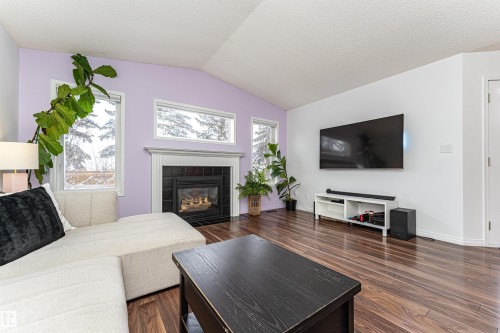 58 Durocher Street, St. Albert, AB - Indoor Photo Showing Living Room With Fireplace