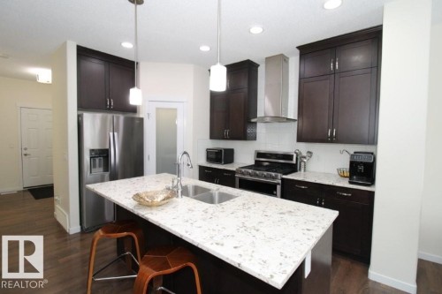 3043 Checknita Way, Edmonton, AB - Indoor Photo Showing Kitchen With Stainless Steel Kitchen With Double Sink With Upgraded Kitchen