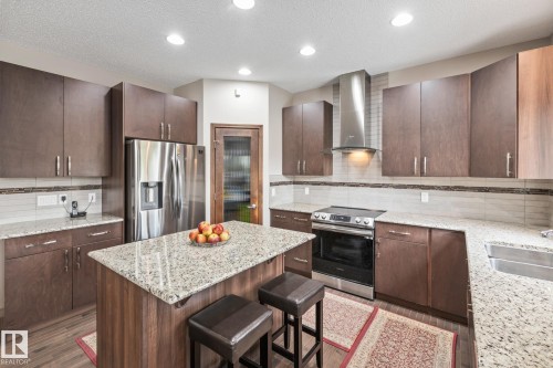9520 206 Street, Edmonton, AB - Indoor Photo Showing Kitchen With Stainless Steel Kitchen With Double Sink With Upgraded Kitchen