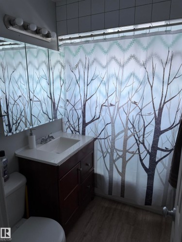 Bathroom featuring vanity and toilet - 4506 53 Avenue, Barrhead, AB - Indoor Photo Showing Bathroom