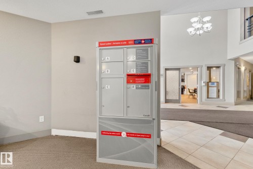 Detailed view of carpet and hanging lights - 406 16035 132 Street Nw, Edmonton, AB - Indoor