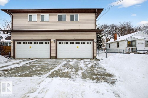 View of snow covered garage - 12761 119 St, Edmonton, AB - Outdoor
