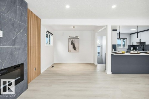 16206 83 Avenue, Edmonton, AB - Indoor Photo Showing Kitchen With Fireplace