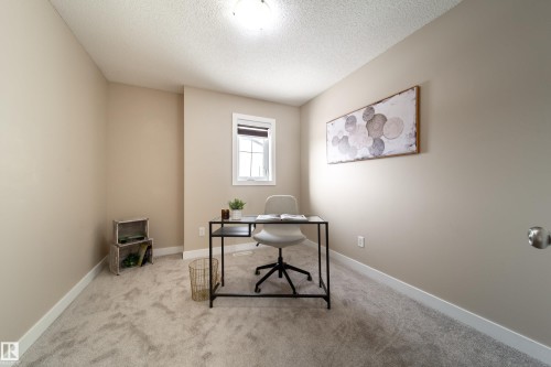 Office area with carpet flooring and a textured ceiling - 2919 15 Street, Edmonton, AB - Indoor Photo Showing Office