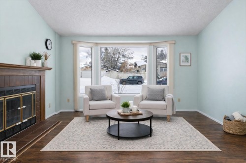 1511 104 Street, Edmonton, AB - Indoor Photo Showing Living Room With Fireplace