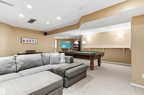 Recreation room with recessed lighting, light carpet, and billiards table - 326 O'Connor Close, Edmonton, AB - Indoor Photo Showing Other Room