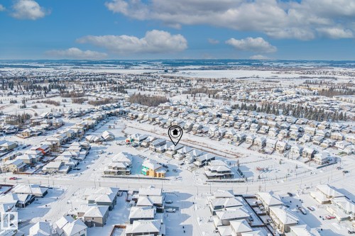 Aerial perspective of suburban area - 28 Harley Way, Spruce Grove, AB - Outdoor With View