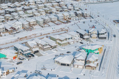 Snowy aerial view featuring a residential view - 28 Harley Way, Spruce Grove, AB -  With View
